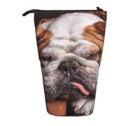 YXDVPALNE English Bulldogs Muzzle Pets Sleeping Dogs,Telescopic Pencil Case,Stand Pencil Holder with Zipper Pencil Pouch Pen Bag