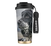 YXDVPALNE English Cocker Spaniel Large Curly Ears Black,316 Stainless Steel Coffee Mug with Lanyard,Insulated Tumbler Double Wall Travel Car Cup 500 ml