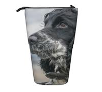 YXDVPALNE English Cocker Spaniel Large Curly Ears Black,Telescopic Pencil Case,Stand Pencil Holder with Zipper Pencil Pouch Pen Bag