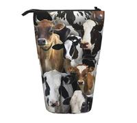 YXDVPALNE Farm Animals Dairy Cows Cow,Telescopic Pencil Case,Stand Pencil Holder with Zipper Pencil Pouch Pen Bag