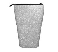 YXDVPALNE Faux Sparkly Silver Glitter Printed,Telescopic Pencil Case,Stand Pencil Holder with Zipper Pencil Pouch Pen Bag