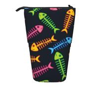 YXDVPALNE Fishbone,Telescopic Pencil Case,Stand Pencil Holder with Zipper Pencil Pouch Pen Bag