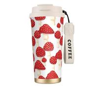 YXDVPALNE Fly Agaric Red Mushrooms Pattern,316 Stainless Steel Coffee Mug with Lanyard,Insulated Tumbler Double Wall Travel Car Cup 500 ml