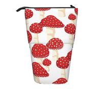 YXDVPALNE Fly Agaric Red Mushrooms,Telescopic Pencil Case,Stand Pencil Holder with Zipper Pencil Pouch Pen Bag
