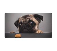 YXDVPALNE Funny Greedy Dog Pug,Mouse Pad Large Desk Pad Computer Keyboard Mouse Mat With Non Slip Rubber Base 40 x 70 cm