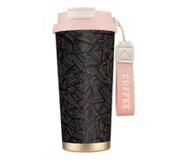 YXDVPALNE Geometric Linear Rainbow 3D Printed,316 Stainless Steel Coffee Mug with Lanyard,Insulated Tumbler Double Wall Travel Car Cup 500 ml