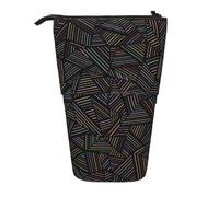YXDVPALNE Geometric Linear Rainbow 3D Printed,Telescopic Pencil Case,Stand Pencil Holder with Zipper Pencil Pouch Pen Bag