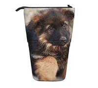 YXDVPALNE German Shepherd Puppies Print,Telescopic Pencil Case,Stand Pencil Holder with Zipper Pencil Pouch Pen Bag