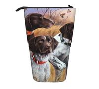 YXDVPALNE German Short-Haired Pointer Dog Fall,Telescopic Pencil Case,Stand Pencil Holder with Zipper Pencil Pouch Pen Bag