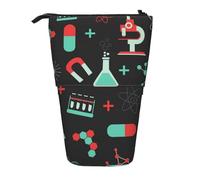 YXDVPALNE Green Chemistry and Science Patterns,Telescopic Pencil Case,Stand Pencil Holder with Zipper Pencil Pouch Pen Bag