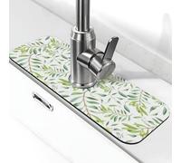 YXDVPALNE Green Leaf Artistic Olive Tree Print,Kitchen Faucet Suction Pad, Sink Splash Guard Faucet Mat, Drying Mat For Bathroom Counter 38 x 14 cm