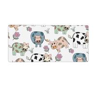 YXDVPALNE Hand Drawn Cartoon Cow,Mouse Pad Large Desk Pad Computer Keyboard Mouse Mat With Non Slip Rubber Base 40 x 90 cm