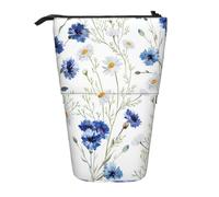 YXDVPALNE Hand Drawn Flower,Telescopic Pencil Case,Stand Pencil Holder with Zipper Pencil Pouch Pen Bag