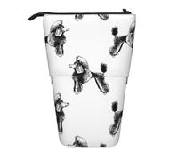 YXDVPALNE Hand Drawn Poodles,Telescopic Pencil Case,Stand Pencil Holder with Zipper Pencil Pouch Pen Bag