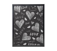 YXDVPALNE Handwritten Hearts Words Love, Wall Art Prints Black Frame Decorative Painting Wall Hanging For Home 30 x 40 cm
