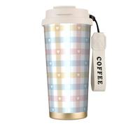 YXDVPALNE Hearts in Pastel Blue Pink,316 Stainless Steel Coffee Mug with Lanyard,Insulated Tumbler Double Wall Travel Car Cup 500 ml