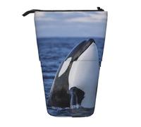 YXDVPALNE Killer Whales Orca,Telescopic Pencil Case,Stand Pencil Holder with Zipper Pencil Pouch Pen Bag