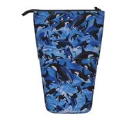 YXDVPALNE Killer Whales Orcas Sea,Telescopic Pencil Case,Stand Pencil Holder with Zipper Pencil Pouch Pen Bag