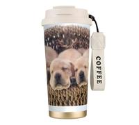YXDVPALNE Labradors Little Puppies Golden Retriever,316 Stainless Steel Coffee Mug with Lanyard,Insulated Tumbler Double Wall Travel Car Cup 500 ml