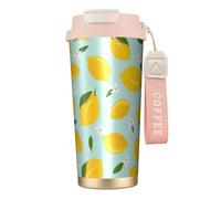 YXDVPALNE Lemon Fruits Flower Leaves,316 Stainless Steel Coffee Mug with Lanyard,Insulated Tumbler Double Wall Travel Car Cup 500 ml