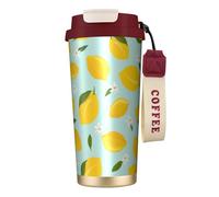 YXDVPALNE Lemon Fruits Flower Leaves,316 Stainless Steel Coffee Mug with Lanyard,Insulated Tumbler Double Wall Travel Car Cup 500 ml