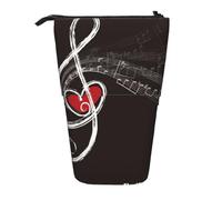 YXDVPALNE Love Music Notes,Telescopic Pencil Case,Stand Pencil Holder with Zipper Pencil Pouch Pen Bag