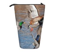 YXDVPALNE Mallards Duck Hunting Mallard Ducks,Telescopic Pencil Case,Stand Pencil Holder with Zipper Pencil Pouch Pen Bag