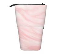 YXDVPALNE Marble Pattern White and Pink Marble,Telescopic Pencil Case,Stand Pencil Holder with Zipper Pencil Pouch Pen Bag