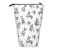 YXDVPALNE Miniature Schnauzer Seamless Pattern,Telescopic Pencil Case,Stand Pencil Holder with Zipper Pencil Pouch Pen Bag