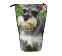 YXDVPALNE Miniature Schnauzer,Telescopic Pencil Case,Stand Pencil Holder with Zipper Pencil Pouch Pen Bag