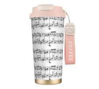 YXDVPALNE Musical Notes On The Clef,316 Stainless Steel Coffee Mug with Lanyard,Insulated Tumbler Double Wall Travel Car Cup 500 ml