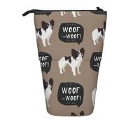 YXDVPALNE Papillon Dog Pattern,Telescopic Pencil Case,Stand Pencil Holder with Zipper Pencil Pouch Pen Bag