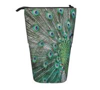 YXDVPALNE Peacock Displaying Feathers Open Wings,Telescopic Pencil Case,Stand Pencil Holder with Zipper Pencil Pouch Pen Bag