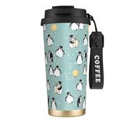 YXDVPALNE Penguin Balloon Snowflake,316 Stainless Steel Coffee Mug with Lanyard,Insulated Tumbler Double Wall Travel Car Cup 500 ml