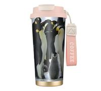 YXDVPALNE Penguin Family,316 Stainless Steel Coffee Mug with Lanyard,Insulated Tumbler Double Wall Travel Car Cup 500 ml