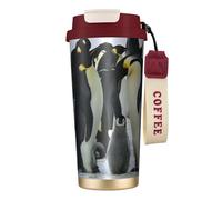YXDVPALNE Penguin Family,316 Stainless Steel Coffee Mug with Lanyard,Insulated Tumbler Double Wall Travel Car Cup 500 ml