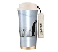 YXDVPALNE Penguin Family,316 Stainless Steel Coffee Mug with Lanyard,Insulated Tumbler Double Wall Travel Car Cup 500 ml
