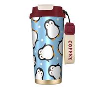 YXDVPALNE Penguin Fluffy Winter Fluffy,316 Stainless Steel Coffee Mug with Lanyard,Insulated Tumbler Double Wall Travel Car Cup 500 ml