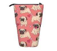 YXDVPALNE Pink Bulldog Dog,Telescopic Pencil Case,Stand Pencil Holder with Zipper Pencil Pouch Pen Bag