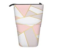 YXDVPALNE Pink Gray Geometric,Telescopic Pencil Case,Stand Pencil Holder with Zipper Pencil Pouch Pen Bag