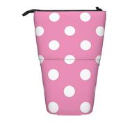 YXDVPALNE Pink Polka Dot,Telescopic Pencil Case,Stand Pencil Holder with Zipper Pencil Pouch Pen Bag