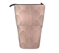 YXDVPALNE Pink Rose Copper Gray Art Deco Seashells Scales,Telescopic Pencil Case,Stand Pencil Holder with Zipper Pencil Pouch Pen Bag