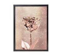 YXDVPALNE Pink Rose Flower Gold Copper Sequin Sparkly, Wall Art Prints Black Frame Decorative Painting Wall Hanging For Home 30 x 40 cm