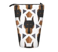 YXDVPALNE Polygonal Pattern Doberman Head,Telescopic Pencil Case,Stand Pencil Holder with Zipper Pencil Pouch Pen Bag