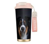 YXDVPALNE Portrait of Border Collie Print,316 Stainless Steel Coffee Mug with Lanyard,Insulated Tumbler Double Wall Travel Car Cup 500 ml