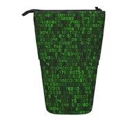 YXDVPALNE Programmer Green Decimal Computer Code,Telescopic Pencil Case,Stand Pencil Holder with Zipper Pencil Pouch Pen Bag