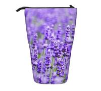 YXDVPALNE Purple Lavender Printed,Telescopic Pencil Case,Stand Pencil Holder with Zipper Pencil Pouch Pen Bag