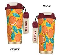 YXDVPALNE Retro Pattern with Oranges,316 Stainless Steel Coffee Mug with Lanyard,Insulated Tumbler Double Wall Travel Car Cup 500 ml