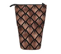YXDVPALNE Rose Gold Art Deco Fans On Black,Telescopic Pencil Case,Stand Pencil Holder with Zipper Pencil Pouch Pen Bag