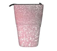 YXDVPALNE Rose Gold Pink Sparkle,Telescopic Pencil Case,Stand Pencil Holder with Zipper Pencil Pouch Pen Bag